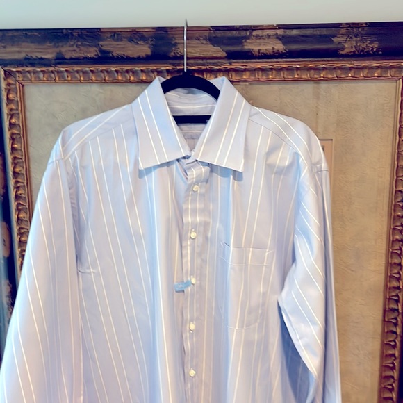 BURBERRY Pale Blue & White Striped Shirt - Picture 9 of 13